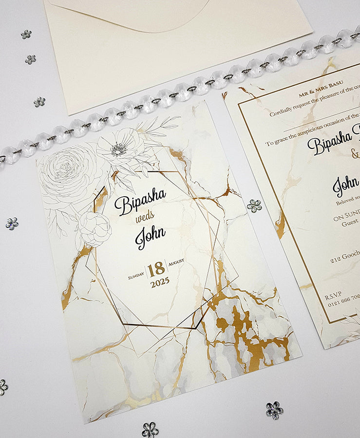 ABC 1064 A5 Marble Effect Invitation