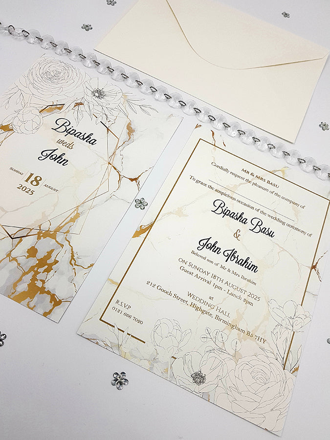 ABC 1064 A5 Marble Effect Invitation