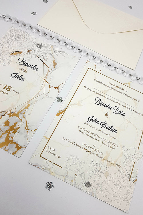 Load image into Gallery viewer, ABC 1064 A5 Marble Effect Invitation
