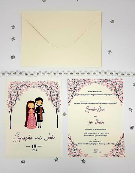 ABC 1065 caricature Floral A5 Invitation
