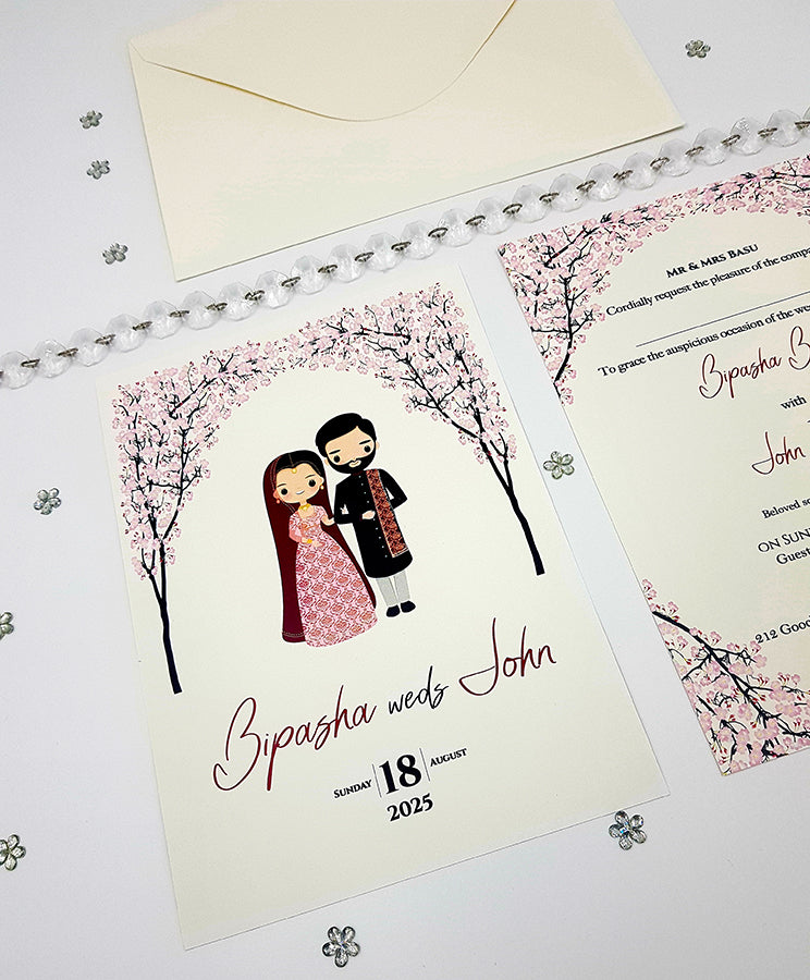 ABC 1065 caricature Floral A5 Invitation