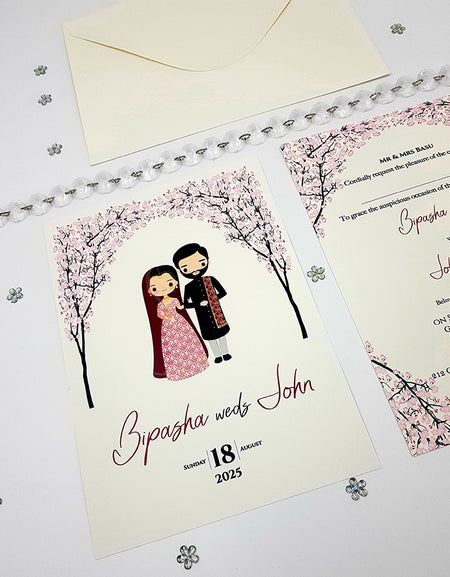 ABC 1065 caricature Floral A5 Invitation