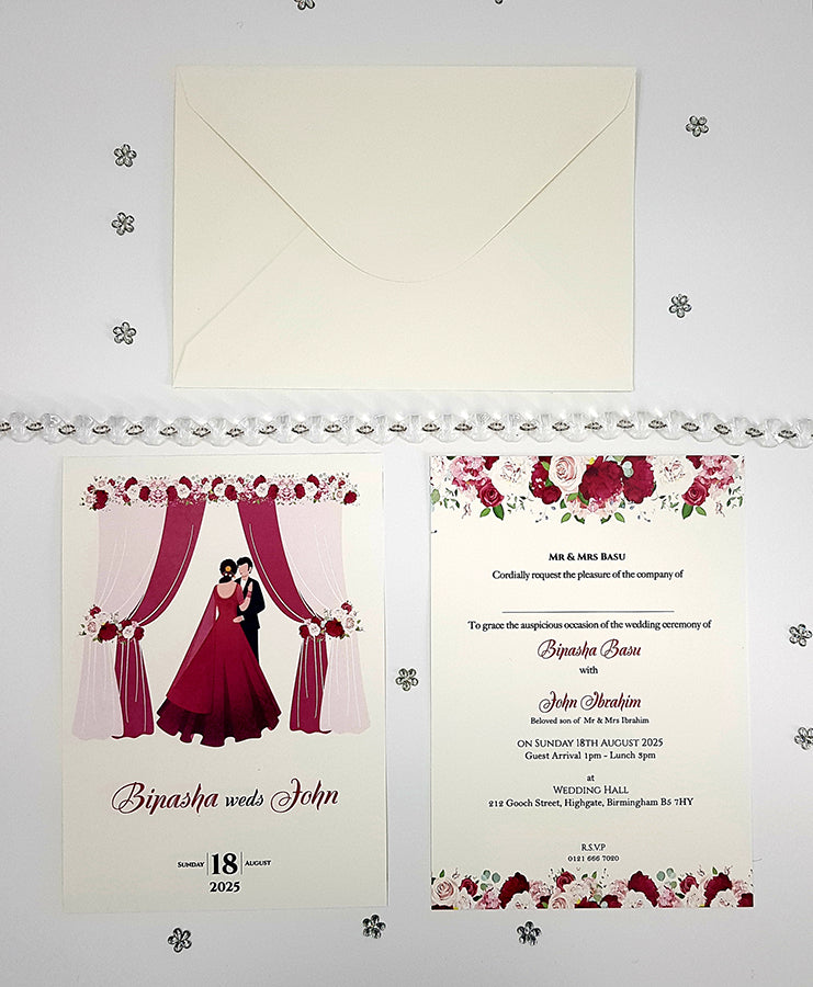 ABC 1066 caricature Floral A5 Invitation