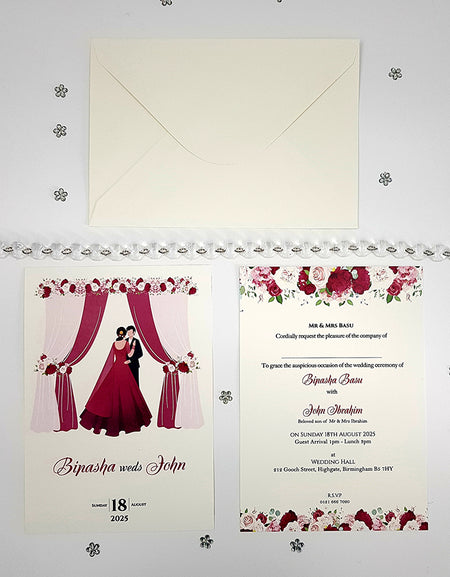ABC 1066 caricature Floral A5 Invitation