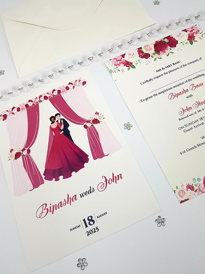 ABC 1066 caricature Floral A5 Invitation