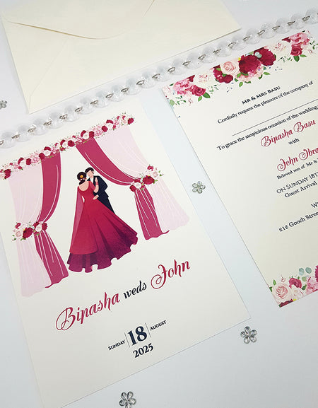 ABC 1066 caricature Floral A5 Invitation