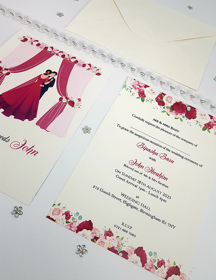 ABC 1066 caricature Floral A5 Invitation