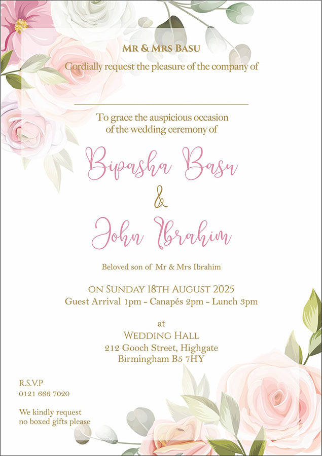 ABC 1068 Floral A5 Invitation