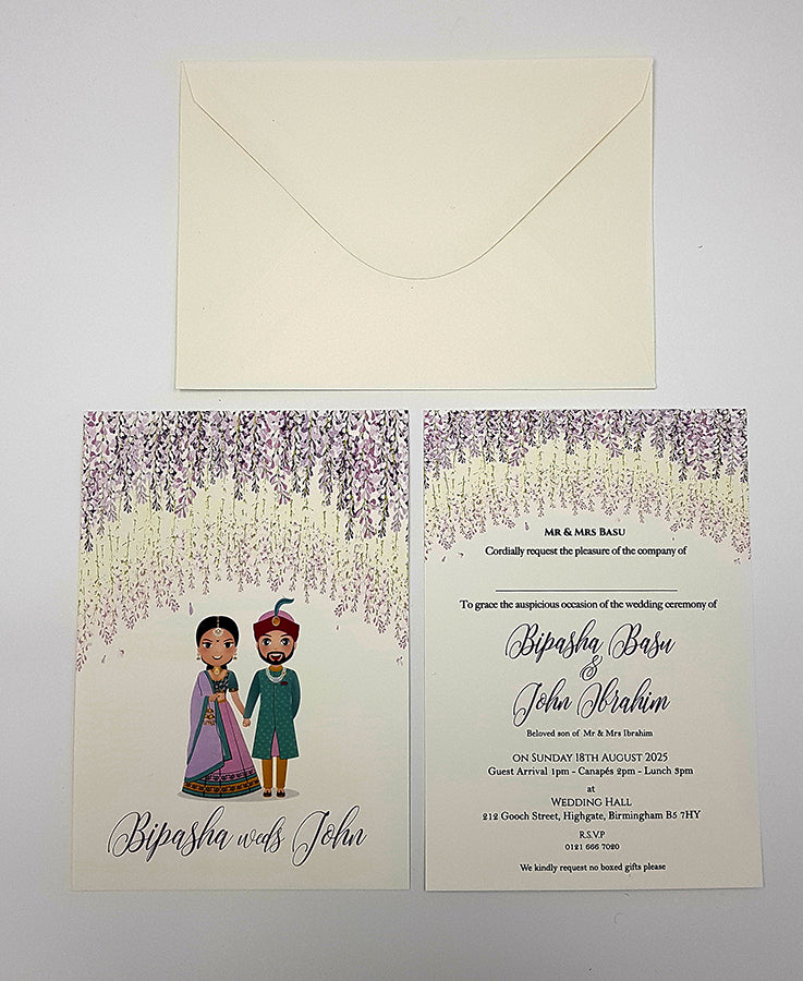 ABC 1069 caricature Floral A5 Invitation