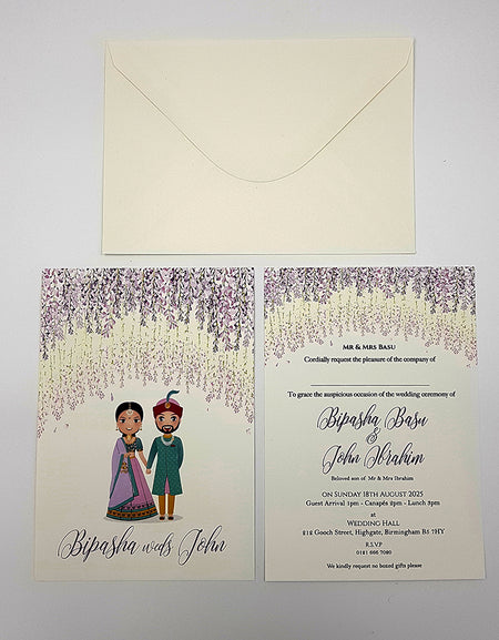 ABC 1069 caricature Floral A5 Invitation