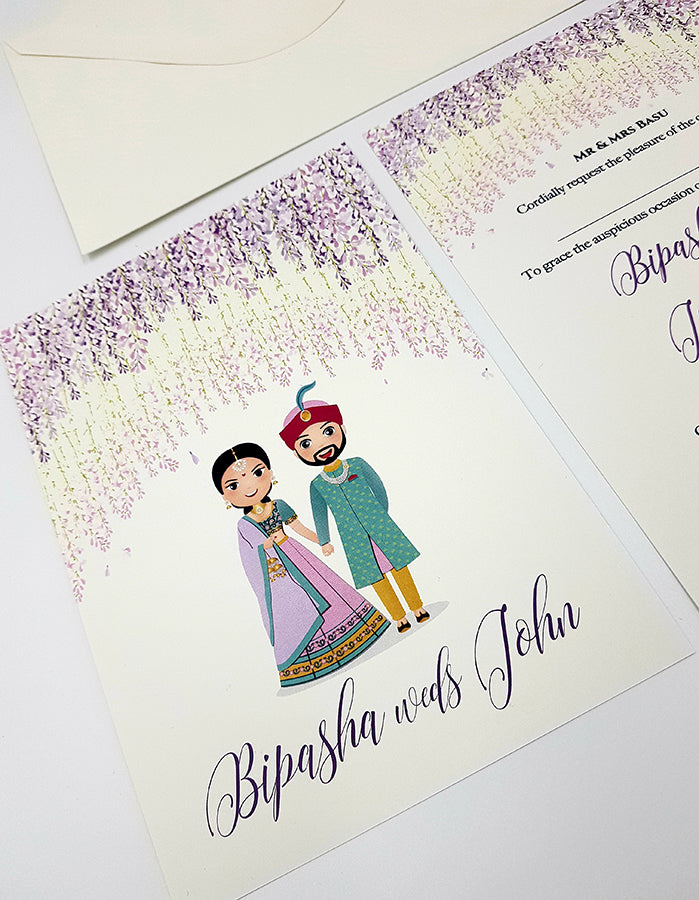 ABC 1069 caricature Floral A5 Invitation