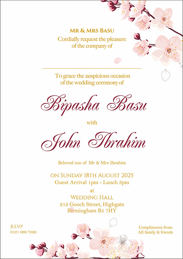 ABC 1079 Floral A5 Double Sided Invitation