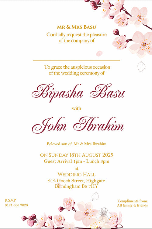 Load image into Gallery viewer, ABC 1079 Floral A5 Double Sided Invitation
