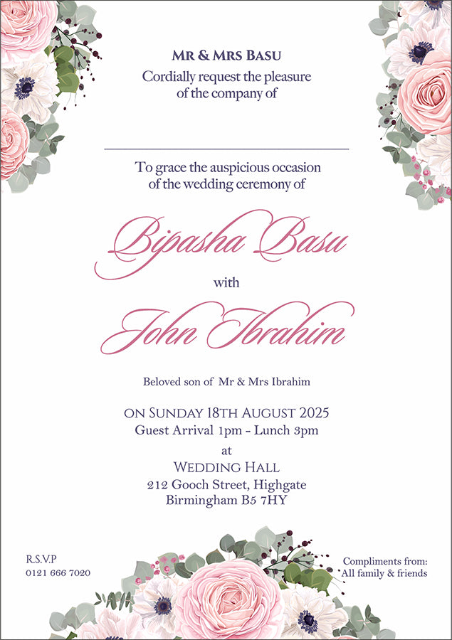 ABC 1080 Floral A5 Double Sided Invitation