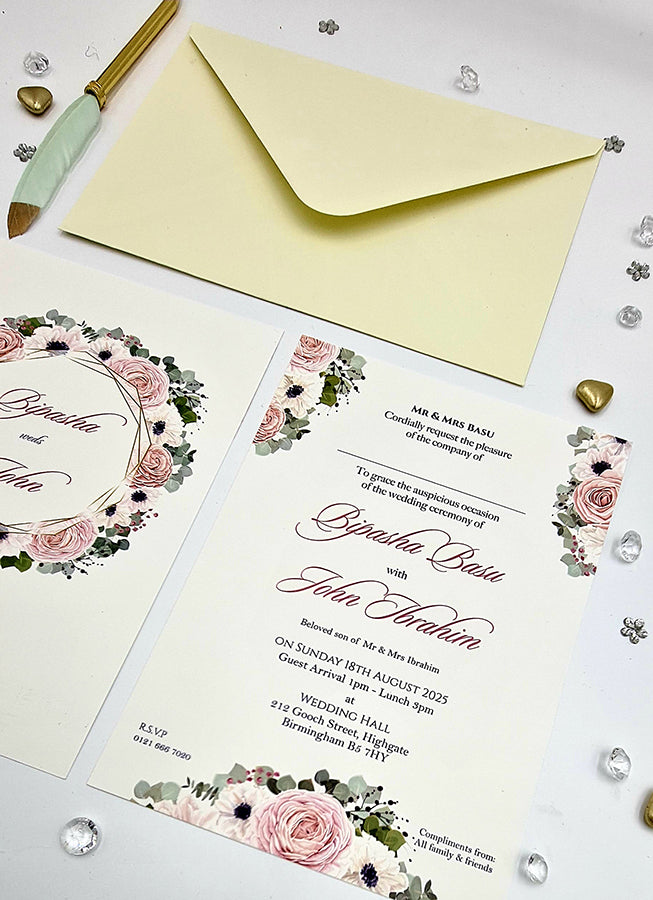 ABC 1080 Floral A5 Double Sided Invitation