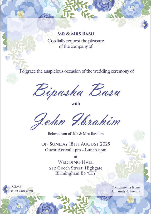 ABC 1131 Floral A5 Double Sided Invitation