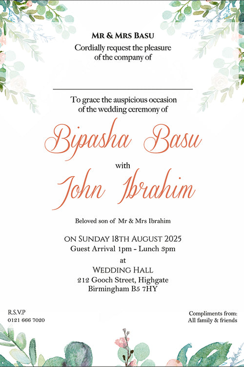 Load image into Gallery viewer, ABC 1132 Floral A5 Double Sided Invitation
