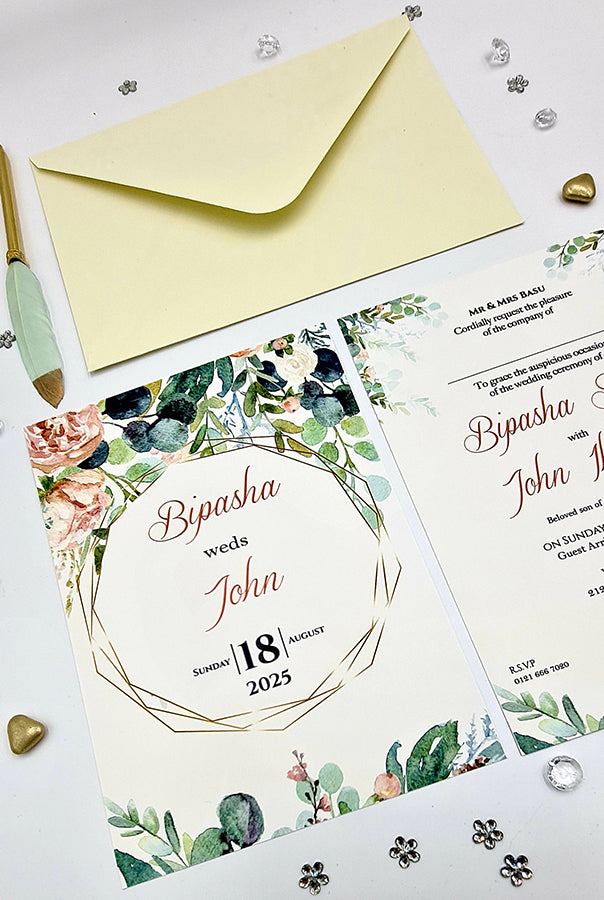 ABC 1132 Floral A5 Double Sided Invitation