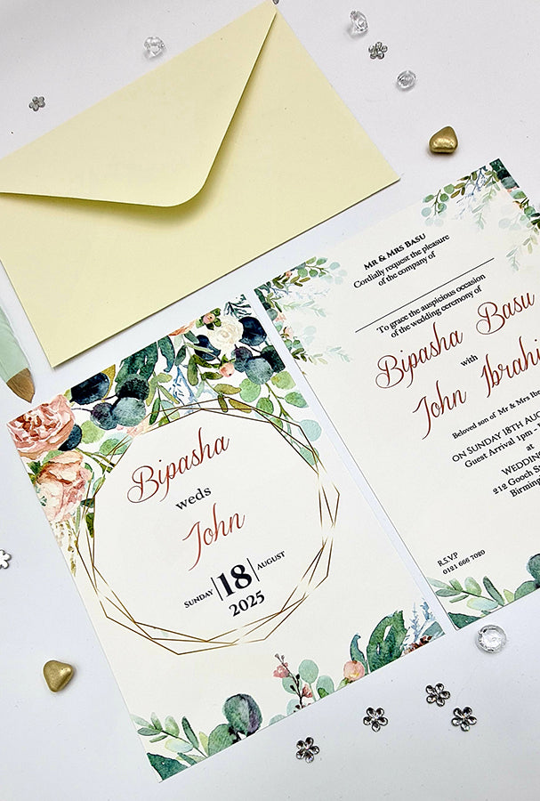 ABC 1132 Floral A5 Double Sided Invitation