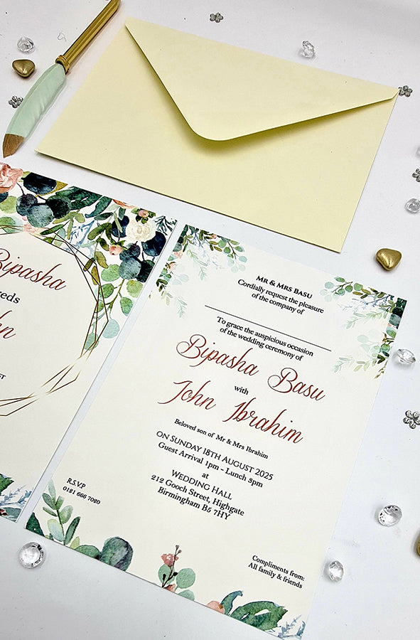 ABC 1132 Floral A5 Double Sided Invitation