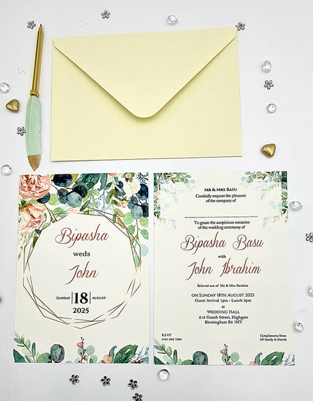 ABC 1132 Floral A5 Double Sided Invitation