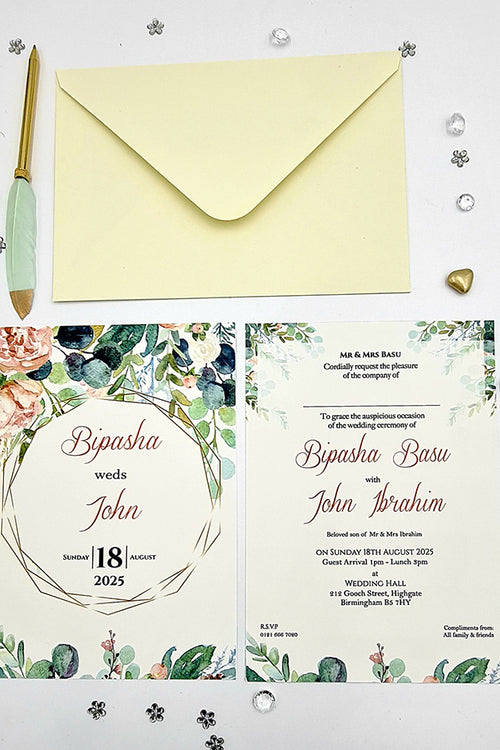 Load image into Gallery viewer, ABC 1132 Floral A5 Double Sided Invitation
