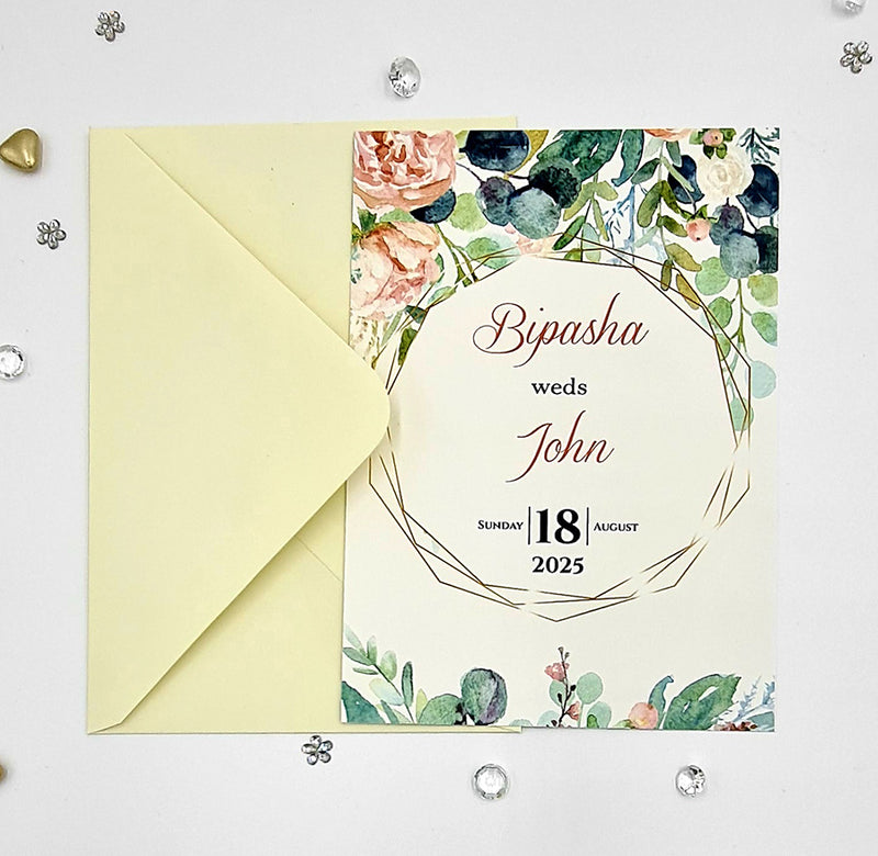 ABC 1132 Floral A5 Double Sided Invitation