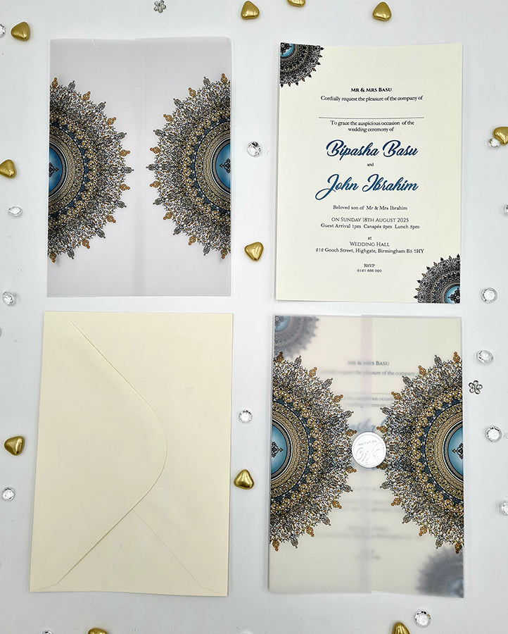 Majestic Mandala Print Translucent Vellum Invitation ABC 1084