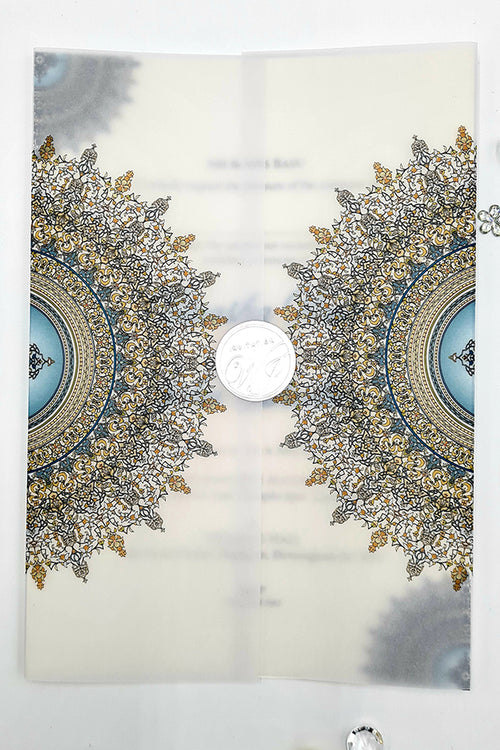 Load image into Gallery viewer, Majestic Mandala Print Translucent Vellum Invitation ABC 1084
