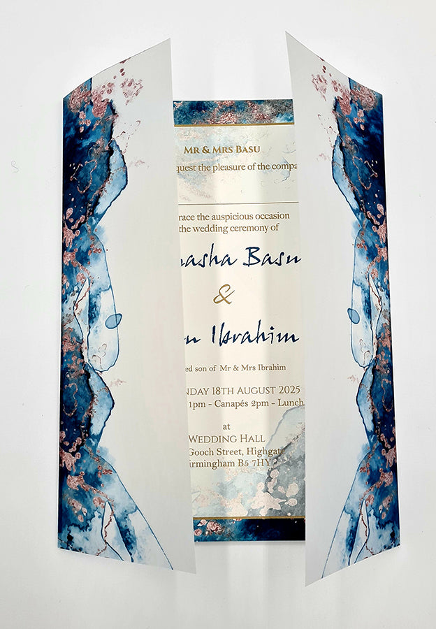 ABC 1093 Marble Effect Vellum Overlay Cover Invitation