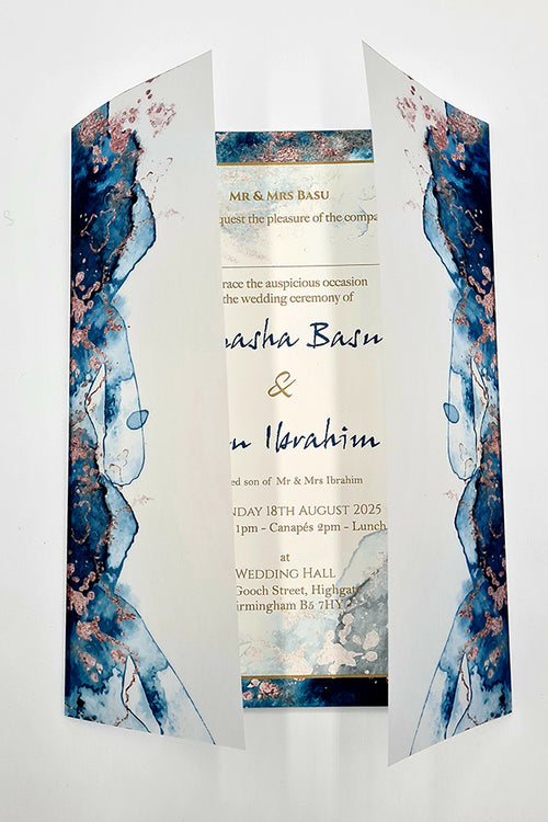 Load image into Gallery viewer, ABC 1093 Marble Effect Vellum Overlay Cover Invitation
