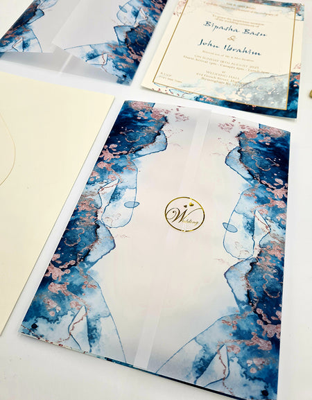 ABC 1093 Marble Effect Vellum Overlay Cover Invitation