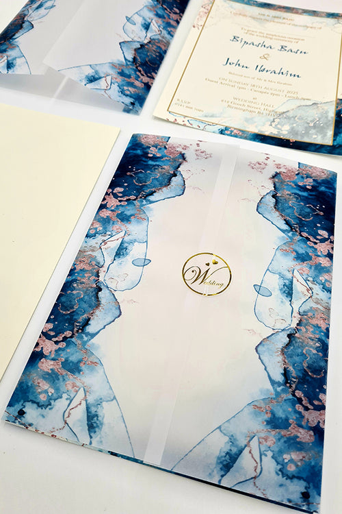 Load image into Gallery viewer, ABC 1093 Marble Effect Vellum Overlay Cover Invitation
