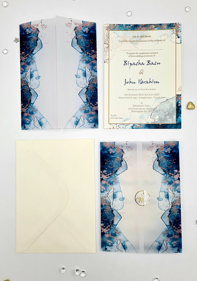 ABC 1093 Marble Effect Vellum Overlay Cover Invitation