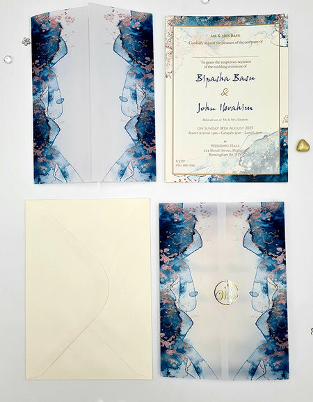 ABC 1093 Marble Effect Vellum Overlay Cover Invitation