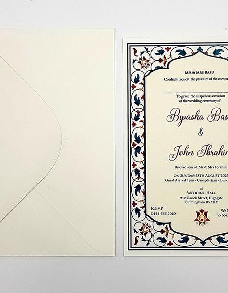 Maroon and Green Arabesque Floral Design A5 Invitation ABC 1103