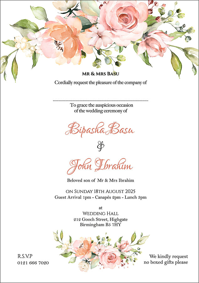 ABC 1105 Floral A5 Invitation