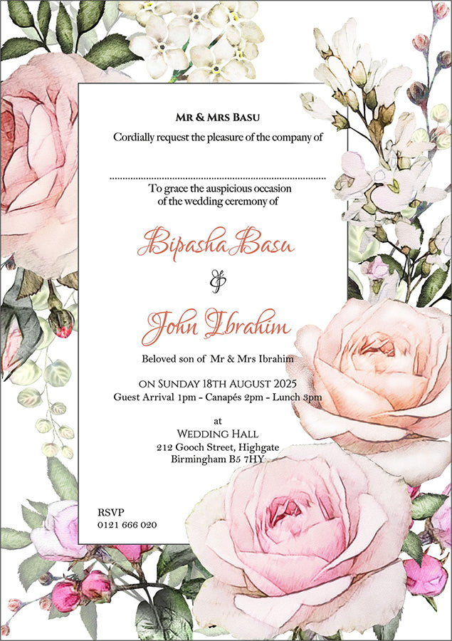 ABC 1107 Floral A5 Invitation