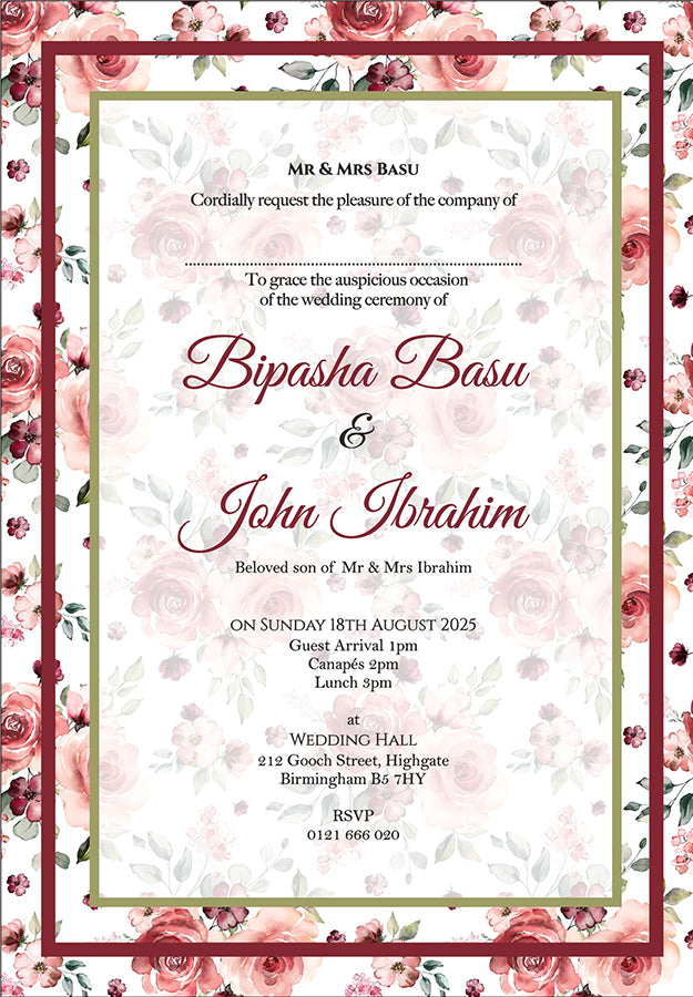 ABC 1111 Floral A5 Invitation