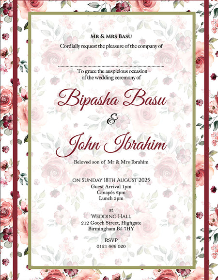 ABC 1111 Floral A5 Invitation