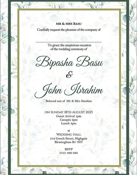 ABC 1112 Floral A5 Invitation