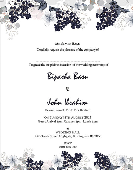 ABC 1114 Floral A5 Invitation