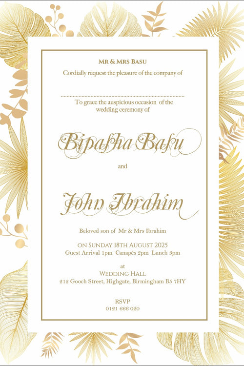 Load image into Gallery viewer, Bohemian Boho Dried Pampas Grass flat A5 Invitation ABC 1125
