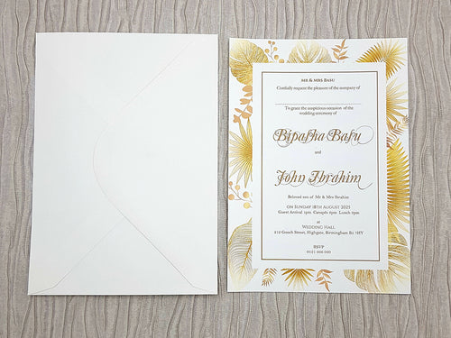 Load image into Gallery viewer, Bohemian Boho Dried Pampas Grass flat A5 Invitation ABC 1125
