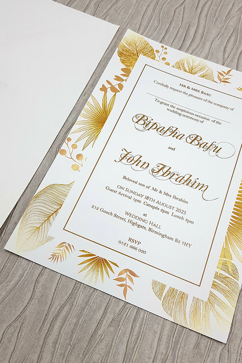 Load image into Gallery viewer, Bohemian Boho Dried Pampas Grass flat A5 Invitation ABC 1125
