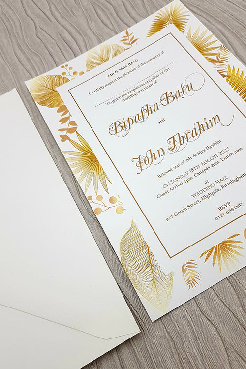 Load image into Gallery viewer, Bohemian Boho Dried Pampas Grass flat A5 Invitation ABC 1125
