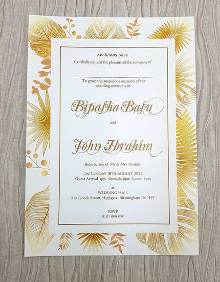 Bohemian Boho Dried Pampas Grass flat A5 Invitation ABC 1125