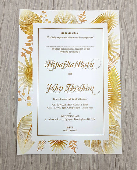 Bohemian Boho Dried Pampas Grass flat A5 Invitation ABC 1125