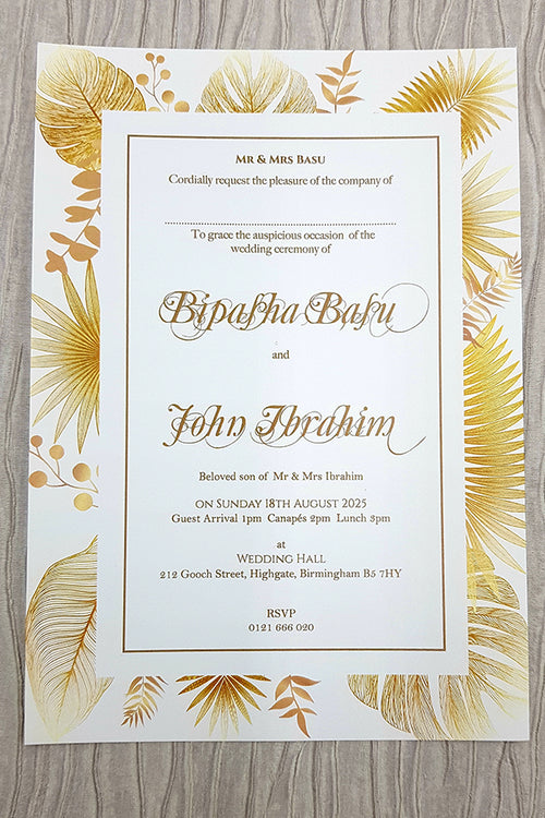 Load image into Gallery viewer, Bohemian Boho Dried Pampas Grass flat A5 Invitation ABC 1125
