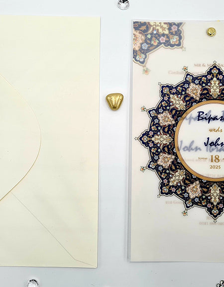 Moroccan Design Translucent Floral Vellum Invitation ABC 1162